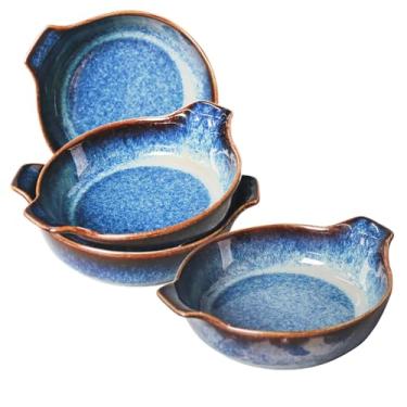 Imagem de LIUYWYHCF Conjunto de 2 pratos de assadeira gratinados Ceramics Au Gratinados, Assadeiras de Assar, Ramequins de 297 g, para forma de torta, aperitivo, torta, sobremesa, quiche, forno pequeno prato