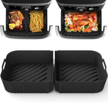 Imagem de HoneTeek Forros de silicone para fritadeira Ninja Foodi Flexdrawer Dual 10,4L/Ninja AF500, cesta de fritadeira antiaderente reutilizável a ar 2 em 1 adequada para outras marcas, acessórios de