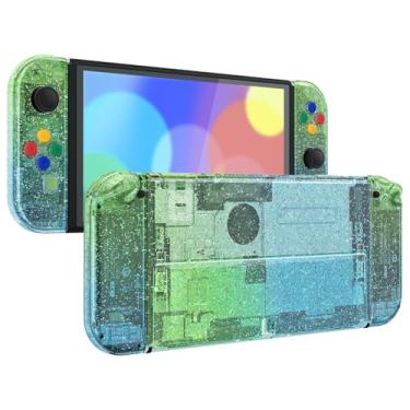 Imagem de eXtremeRate Conjunto completo de botões de concha DIY para Nintendo Switch OLED, placa traseira de console de substituição e suporte capa personalizada para Nintendo Switch OLED JoyCon - gradiente