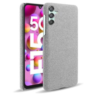 Imagem de Capa para Samsung Galaxy M15,Capa desenhada em lona,Case Protetora Ultrafina com Empunhadura Macia,Design em Tecido Antichoque e Antiarranhões-Light gray
