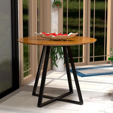 Imagem de Mesa Industrial Jantar Sala Cozinha Pés Ferro Laís 90 Cm Nature