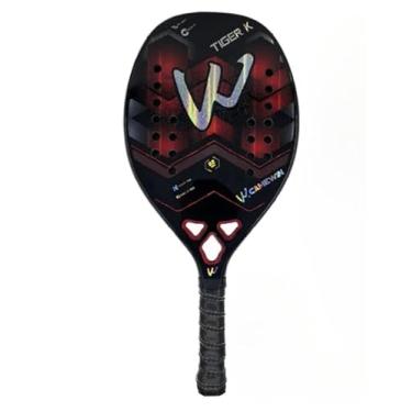 Imagem de Raquete Tenis Praia Fibra Carbono 3K Tiger Red Profissional
