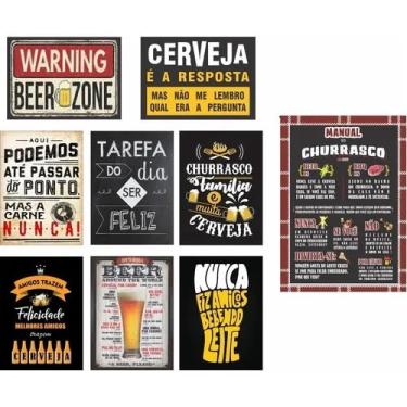 Imagem de Kit 9 Quadros Decorativos Trio P/Churrasqueira Área Gourmet