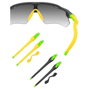 Imagem de HILEEN Óculos de sol de substituição verde brilhante para óculos de sol Oakley Radar EV Path Pitch Advancer - preto + amarelo