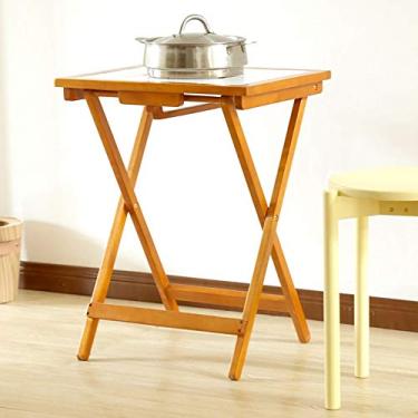 Imagem de LXB Mesa pequena simples e moderna, multifuncional, dobrável, removível, cor mel e açúcar