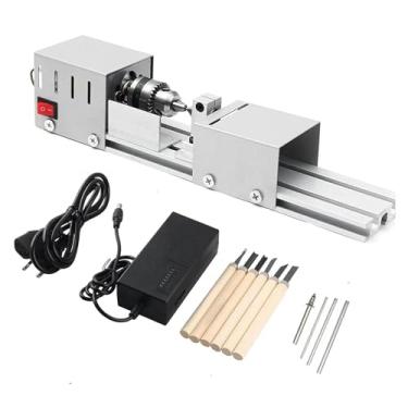 Imagem de Mini torno para carpintaria, 12 V-24 VDC, 96 W, polidor de contas, bricolagem, CNC, para gravação de mesa, moagem, madeira, cerâmica de vidro