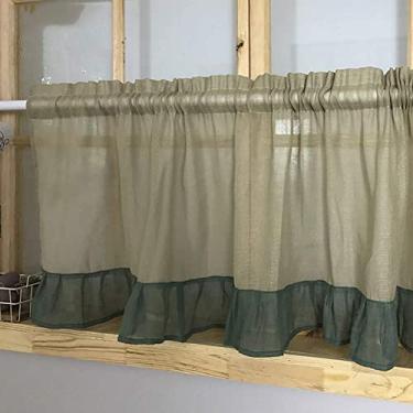 Imagem de LUOFDCLDDD Cortina, meia cortina de cozinha, cortina curta, decoração/bolso de haste, cortina de camada moderna feita à mão, para banheiro/armário, quarto, sala de estar, porta/pia/janela pequena/L