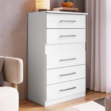 Imagem de Cômoda Safira 5 Gavetas Branca - Irm Móveis, Branco, Moderno
