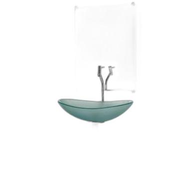 Imagem de Gabinete De Vidro Para Banheiro Inox 70Cm Cuba Oval Incolor - Cubas E 