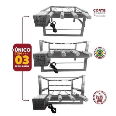 Imagem de Grill Giratório 4 Espetos De Inox Motor Removível Embutido - Issi Gril