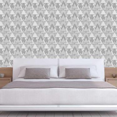Imagem de Papel Parede Triângulos Geométrico Cinza Adesivo Sala Quarto