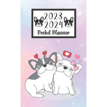 Imagem de 2023 2024 pocket planner For Purse Dog French Bulldog Lovers: 2 year Pocket Calendar January 2023 to December 2024 | 24 Months Monthly Planner & ... Holidays | Cute Funny French Bulldog Love