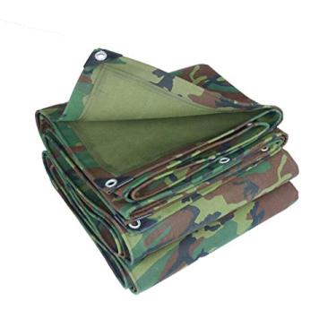 Imagem de MTYLX Folha de lona de cobertura à prova d'água, rede de guarda-sol, pano de sombra, lona impermeável ao ar livre à prova de poeira espessa camuflagem dobrável com orifício de metal, 13 tamanhos, 2 x