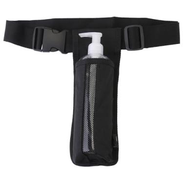 Imagem de Coldre de óleo para loção para frasco de massagem, coldre de creme, ajustável, resistente, loção de massagem, suporte para garrafa de óleo, cinto de cintura (apenas saco) (uma garrafa, preto)