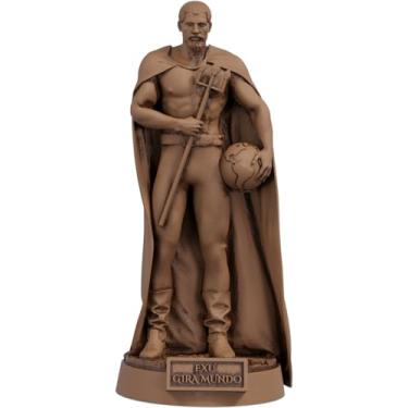 Imagem de Estátua Exu Gira Mundo Imagem Umbanda Candomblé (Cor Madeira)