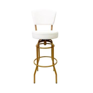 Imagem de Banqueta Bar Giratória com Encosto Estofado Altura 65cm cor Dourado fo