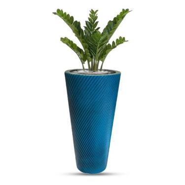 Imagem de Vaso Planta Decorativo Polietileno Grande Luxo Flores 70x36 Azul - ANA