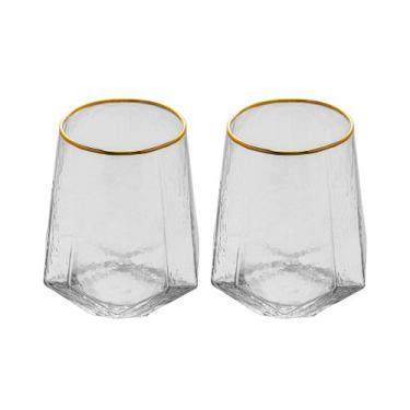 Imagem de Conjunto 2 Copos Baixos de Cristal de Chumbo C/ Fio de ouro - Wolff