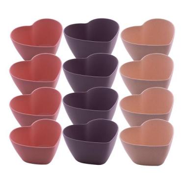 Imagem de Jogo 12 Bowl de Coração Tigela Fibra de Bambu e PP Lines Coloridos 14x