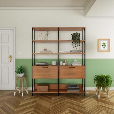 Imagem de Estante Alpes 1 PT 2 GV Freijó e Preta 145 cm - Mobly