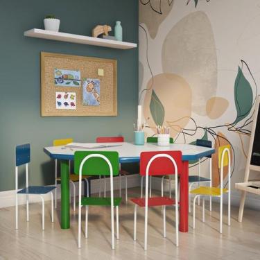 Imagem de Conjunto de Mesa Oitavada com 8 Cadeiras Funny Colorido - Mobly