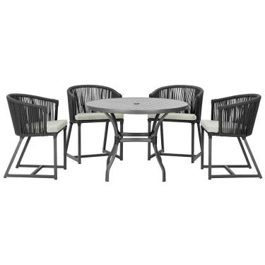Imagem de Mesa com 4 Cadeiras de Jantar Roma 100cm e Noronha em Aluminío
