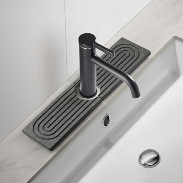 Imagem de Tapete de torneira para pia de cozinha, bandeja de pia de pedra de secagem rápida de diatomita, super absorvente, evita acúmulo de umidade - protetor de respingos de torneira para balcão de banheiro