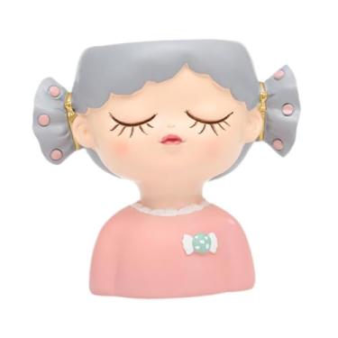 Imagem de IEUDNS Vaso de flores para meninas, estátua de resina, escultura, enfeite de estatueta, recipiente para plantas, vaso de flores para jardim, casa, escritório, Roupas Rosa