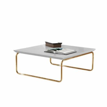 Imagem de Mesa De Centro Munique 70x70 Cm Branco Com Base Dourada