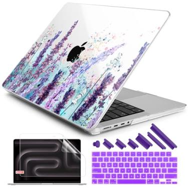 Imagem de DONGKE Capa rígida de plástico para MacBook Pro 14 polegadas com tela Retina XDR e Touch ID, 2024/2023/2021, chip M4 A3112 A3401 A3185, M3 A2918 A2992, M2 A2779, M1 A2442 Pro Max, Lavender Flowers