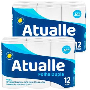 Imagem de Papel Higiênico Atualle Folha Dupla Neutro 24 rolos - Mili, 12, 20m