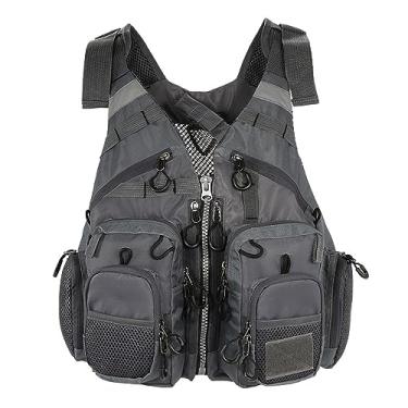 Imagem de YANCHENLI Coletes Salva-Vidas Multifuncionais Para Caiaque Adultos - Pesca, Roupas Portáteis Destacáveis Com Vários Bolsos E Material Flutuante, Respiráveis Pesca Em Rocha (Cinza)