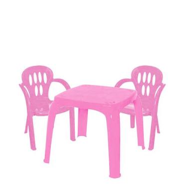 Imagem de Mesa Quadrada Infantil Com 2 Cadeiras Resistente Multiuso Aprendizagem