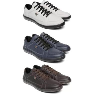Imagem de Sapatênis Casual Masculino Kit 3 Cores - GGFontanezi, Branco, Azul mar