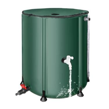 Imagem de FAMIROSA Barril De Chuva Dobrável 50 Galões/200 Litros, Barris Pvc Dobráveis Para Coletar Água Da Calhas, Recipiente Portátil Armazenamento Com Torneira, Coletor Verde