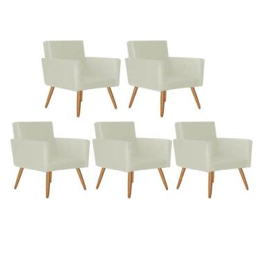 Imagem de Kit 05 Poltrona Cadeira Nina Decorativa Recepção Sala De Estar materia