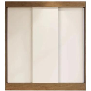 Imagem de Guarda Roupa Londres Casal 3 Portas 2 Gavetas Doripel Cor Off White Nogueira