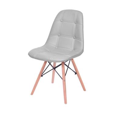 Imagem de Cadeira Eames Dsw Botonê Assento Pu Cinza Base Madeira