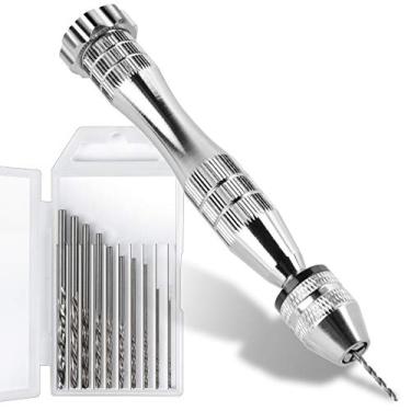 Imagem de Pin Vise para moldes de resina, Broca manual de aço de 12 cm LEOBRO com 10 brocas (0,8-3 mm), Ferramentas de perfuração manual de precisão para argila de polímero de madeira de plástico de resina, chaveiro de joia "Faça você mesmo"