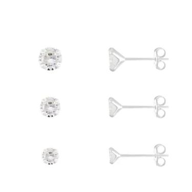 Imagem de Kit Trio Brincos Ponto de Luz Delicado - Zircônia de 3/4/5mm - Hipoalergênico
