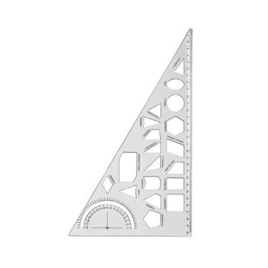 Imagem de Régua Escolar Esquadro Geométrico 30cm Cristal c/ 19 formas Geométrica