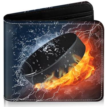 Imagem de ZHIMEBYE Carteira infantil para meninos de 8 a 10 anos, 9 a 12 anos, 11 a 15 anos, bloqueio de RFID, bolso para moedas, para adolescentes, jovens, presentes de aniversário e Natal, Hóquei no gelo -