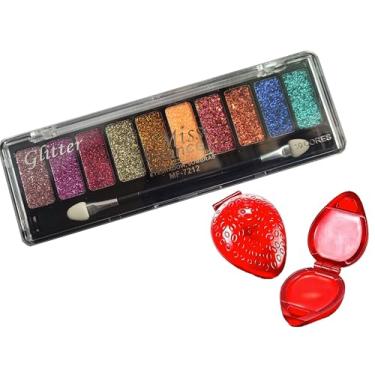 Imagem de Paleta de Sombras Infantil com Gliter, Batom ou Gloss Labial. Kit de Maquiagem Juvenil Adolescente Adulto, Todas as Idades