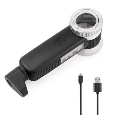 Imagem de Amoper Lupa De Joias 30X Com 7 Luzes, Portátil Dobrável Recarregável Por Usb, Lanterna Avaliação Jade Para Moedas E Pedras Preciosas