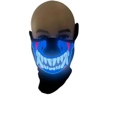 Imagem de Generic Blue Venom LED Voice Activated Sound Reactive Mask, Perfect for Halloween, Raves, Concerts and Parties