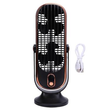 Imagem de Haofy Fã de Mesa Recarregável fã Usina de Mesa Usb Fãs Duplas 5 Velocidades LED Exibir Operação Silenciosa Sob 30dB Construída Em 1000mAh Bateria Portátil para Dormitório de Escritório (BLACK)