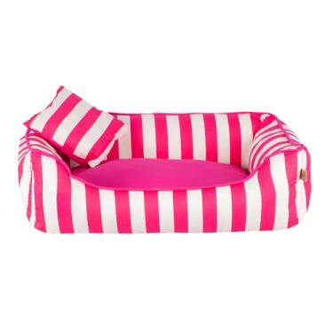 Imagem de Cama caminha com ziper pequena para pet de pequeno porte - cachorros e gatos - Pet(Listra rosa)