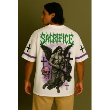 Imagem de Camiseta Streetwear Oversized Masculina sacrifice - swagon, G