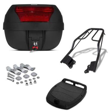 Imagem de Baú 28 Litros Pro Tork + Bagageiro Várias Motos , VERMELHO, FAZER 150 