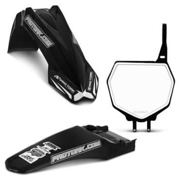 Imagem de Kit Paralama Dianteiro Traseiro Number Plate Mx2 Pro Tork, PRETO, MX2